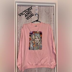 Dolly Parton pink Graphic Long Sleeve Top